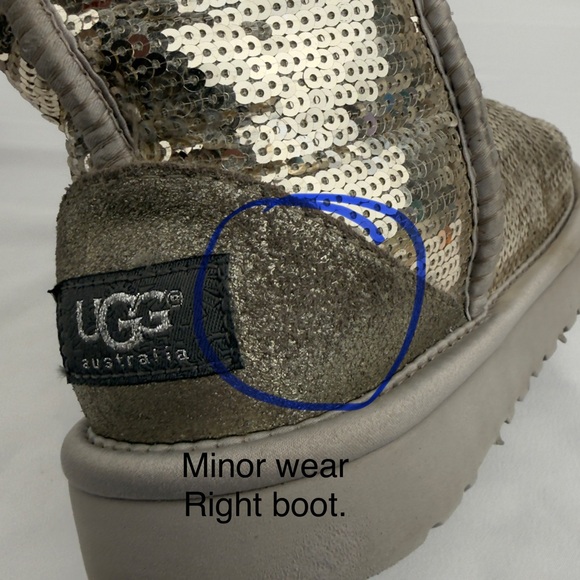 UGG Classic Short Sequin Sparkle Boots Silver Womens US 5 - Picture 12 of 12